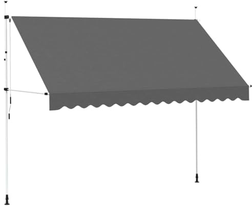 HOMIUSE Einziehbare Markise Handbetrieben 350 cm Klemmmarkise Balkonmarkise Sichtschutz Balkon Fenstermarkise UV Beständig Höhenverstellbar Wasserdicht Hohe Lichtechtheit Anthrazit Polyester