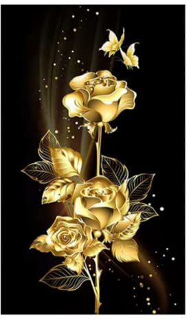 LOREC DIY Blumen mit Diamanten und Werkzeugtasche - 5D Diamond Painting Rose Blume Set für Erwachsene - Home Wand Décor 30x40cm