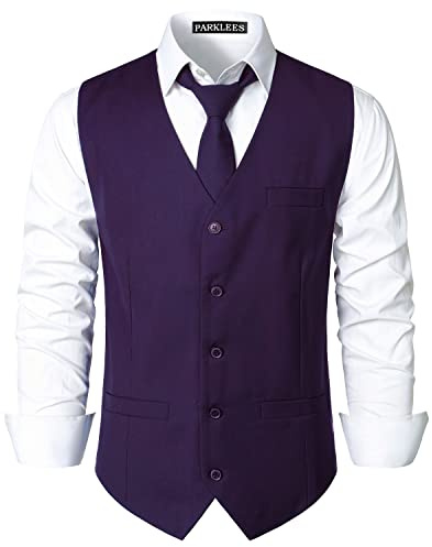 PARKLEES Gilet de smoking pour homme, style hipster, style urbain, affaires, formel, coupe ajustée