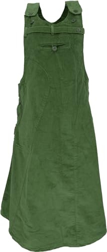 GURU SHOP Salopette en velours côtelé - Robe à bretelles - Jupe hippie - Femme - Coton - Vêtements alternatifs, vert, 42