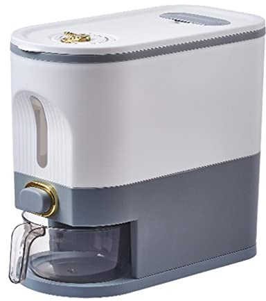 Odavom Contenedor de arroz - Recipiente de almacenamiento de arroz de grano sellable Contenedores de alimentos Dispensador de cereales, organizador de almacenamiento de cocina con indicador,Gris