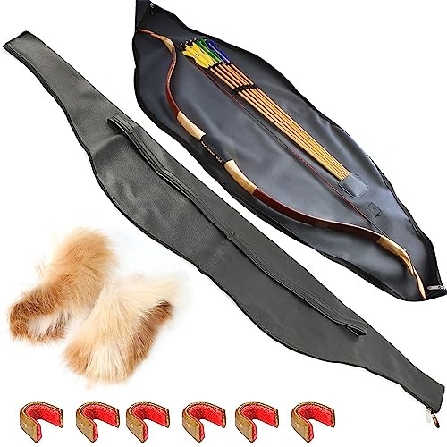 limaity Traditionelle Bogentasche 60 Zoll Longbow Case Tasche Pfeil Köcher Set für Longbow oder Recurve Bogen Pferd Bogen Rucksack Fall Verstellbare Träger (Schwarz)