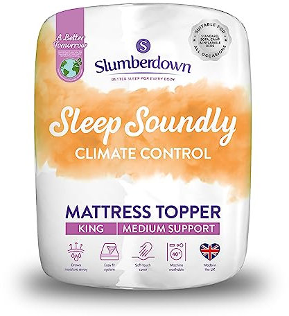 Slumberdown Climate Control Mattress Topper Kingsize Bed - Breathable, Moisture-Wicking & Cooling Mattress Topper | OEKO‑TEX Certified, UK-Made, Non-Allergenic, Washable (150 x 200cm)