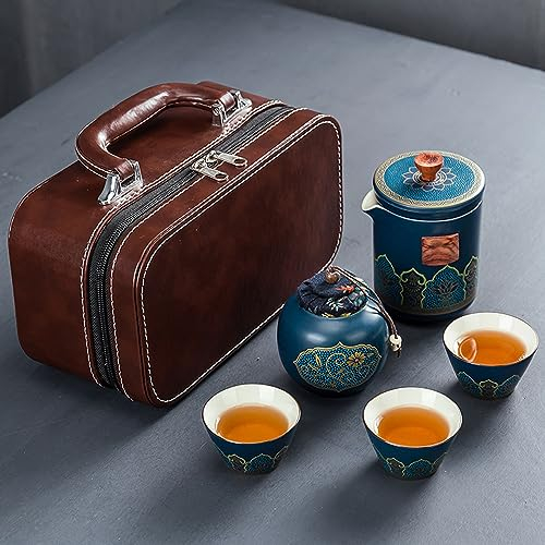 SciAza teiera marocchina teiera ceramica servizio da teSet da tè da viaggio, set da tè portatile per la casa(Color:B,Size:)