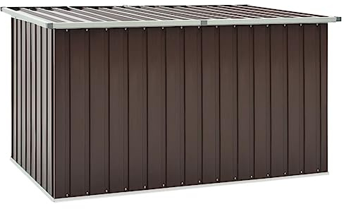 Tino Tech Cassone da Esterno in Acciaio Zincato Marrone 171x99x93cm Portattrezzi e Panca da Giardino