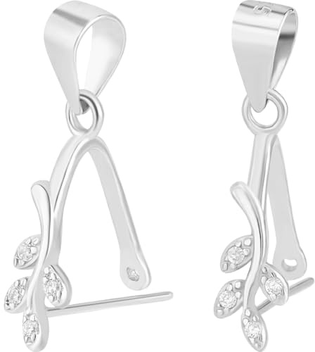 Beebeecraft 1 Box 2 Stück Klemmbügel Verschluss Rhodiniert 925 Eispickel Klemmclip Bügelverschlüsse Aus Sterlingsilber Blattverbinder Anhänger Charm Mit Zirkonia Für Die DIY Halsketten