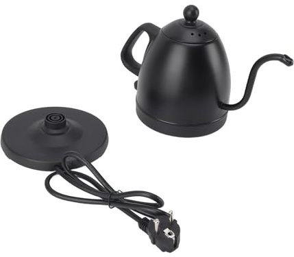Bouilloire électrique à Col de Cygne, en Acier Inoxydable 1000 W 800 Ml, Bouilloire à Verser pour café, thé, Lait, Chaudière à Eau Chaude pour les Réunions à la Maison, Noir Mat,