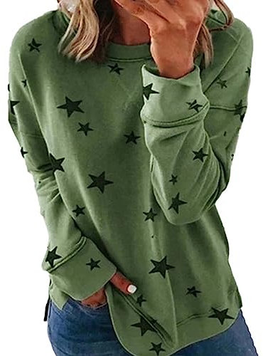 HOOUDO Womens Sweatshirts Crewneck Long Sleeves Pullovers Top Color Block Casual Blouses Plus Size Stretchable Hoodie Fleece Winter Streetwear Jumper