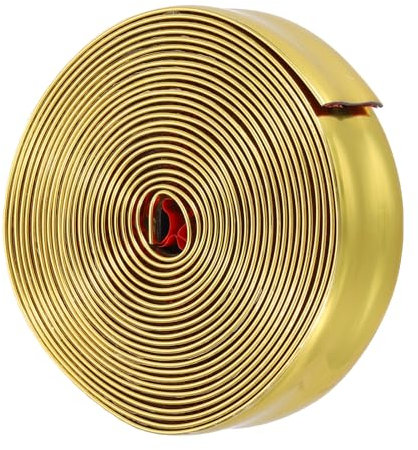 sourcing map Wall Molding Trim, 16Ft x 1.2 Inch PVC Corner Guards and Caulk Strip Table Edge Door Frame Baseboard for Tile and Wall Edges Gaps Home Decor Gold