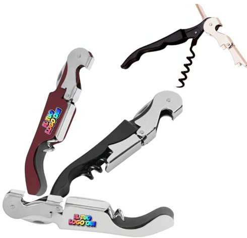 D&Vlab CAVATAPPI PROFESSIONALE PER VINO TAPPI IN SUGHERO APRIBOTTIGLIE CON CORONA E COLTELLINO PERSONALIZZABILE CON LOGO E SCRITTE STAMPA A COLORI GADGET PROMOZIONALE PER BAR RISTORANTI PUB (50)