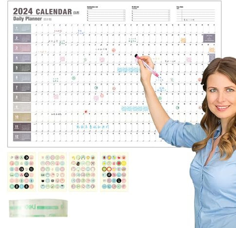 365-Tage-Kalender 2024 Wandposter,365-Poster-Kalender, Jährlicher Wandkalender 2024, Wandkalender, Posterkalender, Jahresplaner 2024, Januar 2024 – Dezember 2024