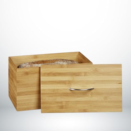 HOME BLEND Traditional Wooden Bread Bin – Large Kitchen Storage Container with Wooden Lid – Durable & Stylish Bread Box for Kitchen Organization (36.5 x 22 x 20.5 cm)