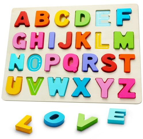 Holzpuzzles für Kleinkinder ABC Alphabet Puzzles Lernspielzeug Vorschule Lernaktivitäten Kleinkind Lernpuzzle Vorschule für Kleinkinder für