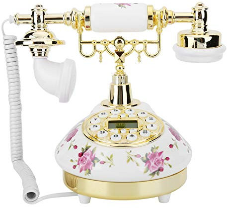 Téléphone vintage à l'ancienne, téléphone à cadran rétro, téléphone analogique filaire de bureau, téléphone fixe filaire à double système FSK/DTMF pour cadeaux/décoration de salon/maison/bureau