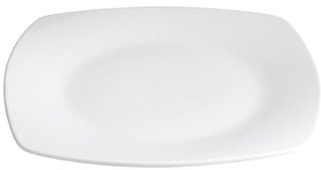 Set de 24 Assiettes à Dessert Carrées LINE, Plat à présenter en Porcelaine Blanche - Longueur 19 x largeur 19 x hauteur 2 cm