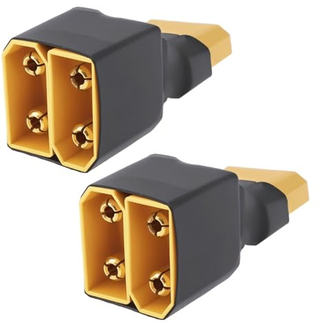 EMSea 2 Stück 1 Buchse auf 2 Stecker Serie Adapter XT90 Serie Buchse auf Stecker Stecker Adapter für Quadcopter Multirotoren Lipo Batterie