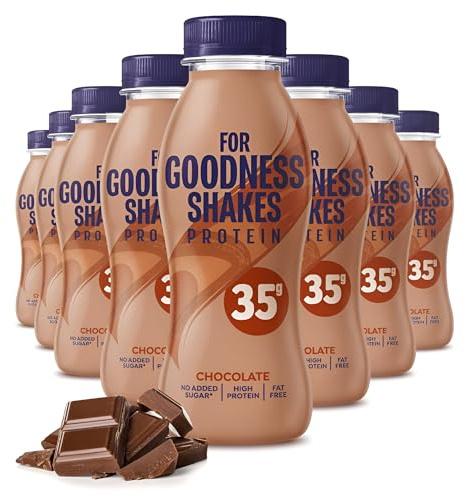 For Goodness Shakes Chocolate Protein Shakes, 35g Protein, High Protein, Fat-Free, Ready-To-Drink, No Added Sugar, Gluten-Free, Pre & Post Workout, 8 x 330ml