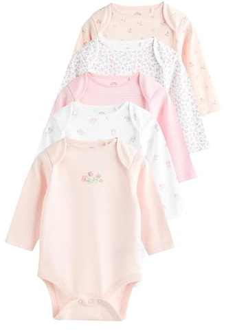 NEXT Bébé fille Body à manches longues 100% coton pour bébé, lot de 5 Pink Bunny 12 Mois-18 Mois