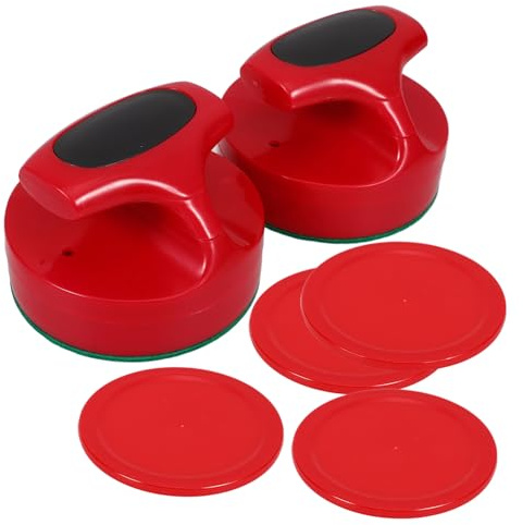 Abaodam Tischhockey Zubehör Satz Mit 2 Samt Hockeyschlägern Und 4 Roten 64mm Pucks Für Freizeitparks Und Spieleabende