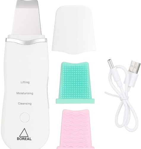 BOREAL Skin Scrubber Ultrasónico de Silicona – Limpiador Facial Ultrasónico Recargable IPX7, 3 Modos – Para Piel Grasa, Sensible y con Acné – Elimina puntos negros y células muertas