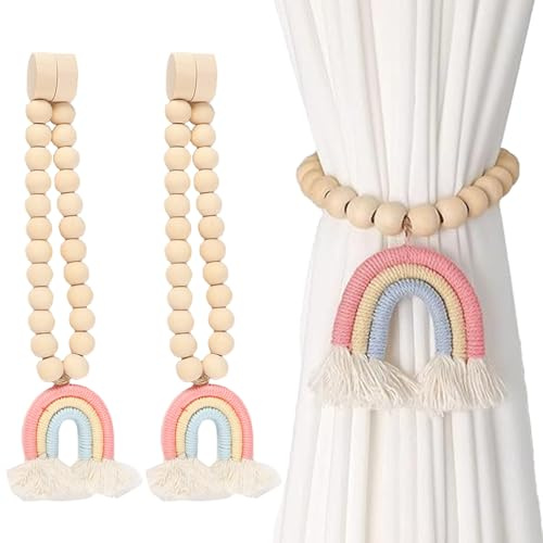 LaresDay 2 Stück Magnetische Vorhanghalter Regenbogen - Stylische Magnet-Raffhalter mit Metallhaken für Vorhänge, Gardinenband - Dekorativ für Zuhause, Büro, Wohnzimmer, Schlafzimmer
