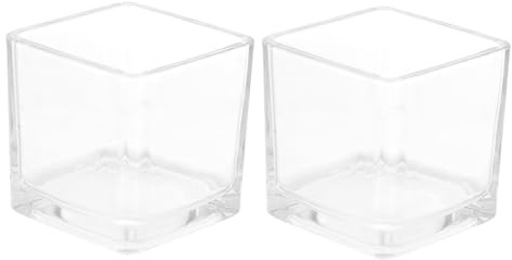 FUNOMOCYA 2piezas Taza De Vela De Aromaterapia Cuadrada Copas para Velas De Cristal Transparente Recipientes para Sencillas para Uso Casa o SPA