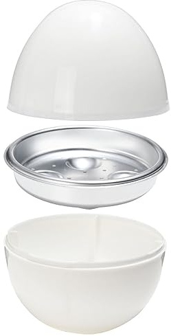 ZUNOXAZ Microondas Vaporera para Huevos Redonda Huevos Cocedor Seguro PP y Aleación de Aluminio Retiene Jugos Tierno con Control Automático Temperatura y Ventilación Diseñada para Uso