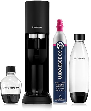 SodaStream MIX™, Sparkling Drink maker & Soda Maker Kit, Carbonates Any Drink, With Dishwasher Safe Carbonating Bottles and 1 CO2 Cylinder/Carbonator, Makes Up To 60L* Drinks, Black