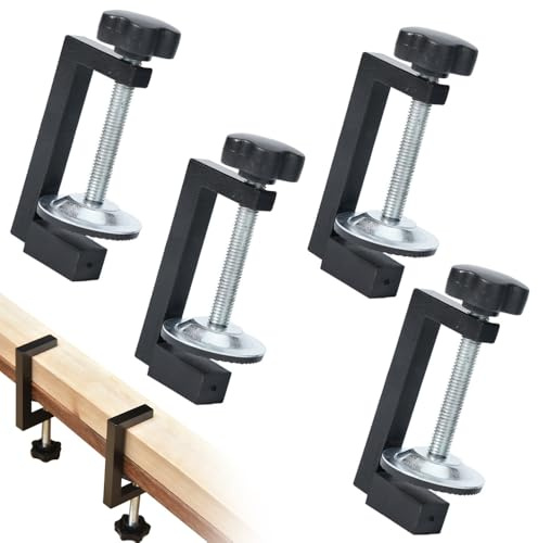 BIZOI 4 Pcs G Clamps for Woodworking, Adjustable Screw Small Clamps, Small 10-57mm Adjustable Screw Table Bar Clamps Heavy Duty for Carpentry DIY Projects Woodworking, Metal Claw Table Clamp