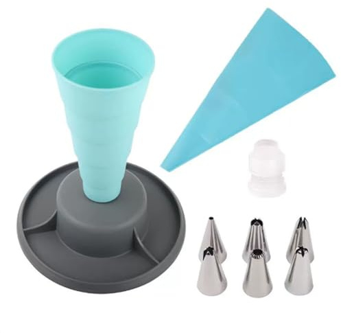 Lkvent Decoración de Pasteles Juego de 10 Soportes for Mangas pasteleras, Resistentes a Altas temperaturas, for cremas, Pasteles y Galletas. Durable(BLU)