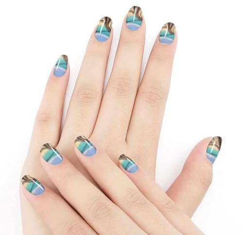 VAFZASC Full Wrap Nail Stickers Polish Strips Self Adhesive DIY Gel Nail Strips Decals Beach Roller Coaster Art for Holiday Decor, 5 Sheet