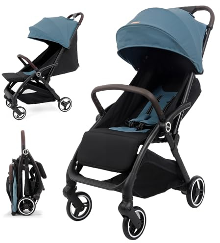 Sekey Reisebuggy Flugzeug Handgepäck mit Liegefunktion, Kinderbuggy Klappbar bis 25kg mit Regenschutz, Buggy Kinderwagen Leicht mit Reflektor, 3-fach verstellbare Rückenlehne, BW732, Blau/Schwarz