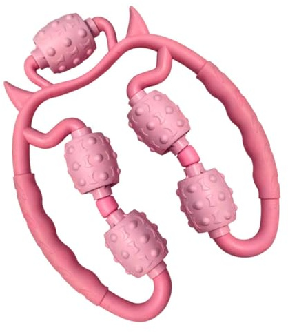 MUCKLILY Masajeador Rodante de Mano Rosa Diseño Ergonómico de Abs para Relajar Muslos y Brazos, Rodillo de Masaje Muscular Portátil