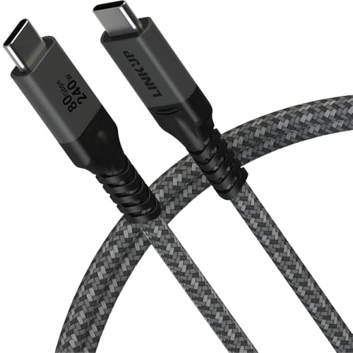 LINKUP – Câble USB 4 Ver.2 80Gbps (180cm Gris) Compatible Thunderbolt 5/4/3, Charge PD 240W, Affichage 16K/8K, Câble USB-C Haute Vitesse pour MacBook, iPad Pro, iPhone 15/16, Samsung Galaxy et plus