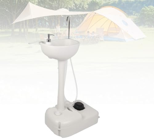 KAIKAFEI Lavandino Portatile con Pompa a Pedale E Lavello Portatile Autonomo, Stazione Lavamani Portatile con Dispenser di Sapone E Portasciugamani per Campeggio(17L)