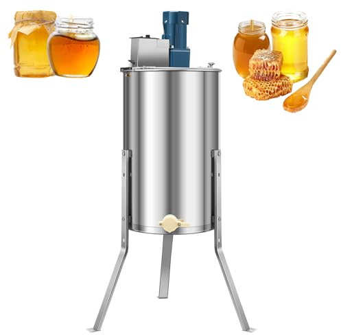 Extractor eléctrico de miel, 140 W, giratorio de 3 marcos con 0-100 RPM, diseño de seguridad automático, acero inoxidable para apicultura y extracción de miel