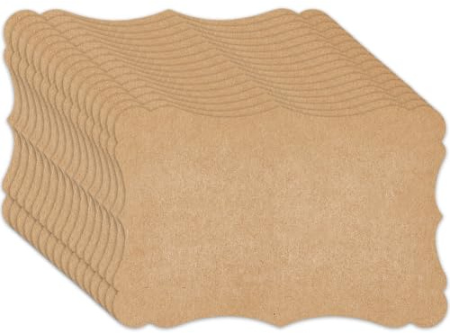 CRASPIRE 100 stycken små tomma visitkort för anteckningar på 5,9 x 3,9 tum vintage beige papper med skrivbara vågor ord namn rektangel kort kort