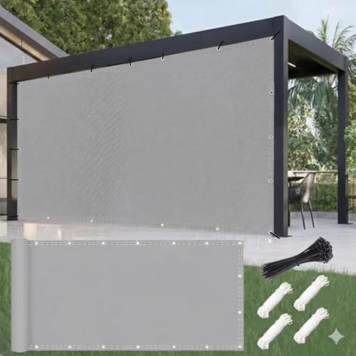 AJALGZ Vela Ombreggiante Impermeabile 4x6m Rettangolare, Tenda da Sole per Esterno 95% Protezione UV, Telo Parasole con Occhielli per Giardino, Terrazzo, Balcone, Antivento, Grigio Chiaro
