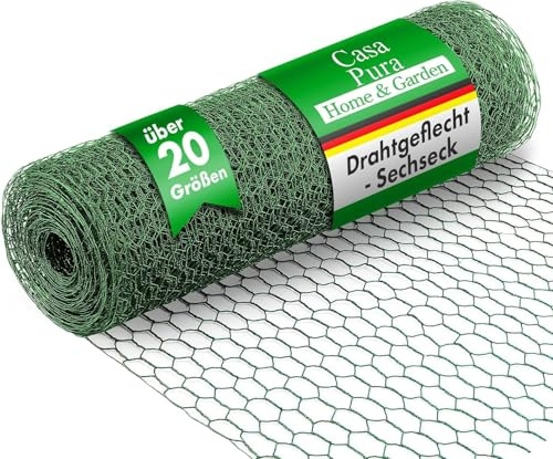 casa pura Maschendrahtzaun für Garten, Balkon und Kleintiere | Drahtzaun aus Sechseckdrahtgeflecht mit Maschenweite 25 mm | grün beschichtet | viele Größen | 75cm x 25m