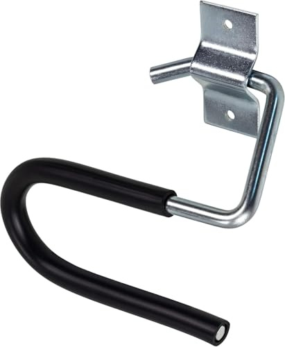 Gedotec Skihalter gebogen Gerätehalter Garage Wandhalter für die Wand-Montage | Tragkraft 10 kg | Stahl verzinkt | universal Wandhaken schwarz gummiert | 1 Stück - Ski-Halterung zum Schrauben
