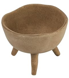 Creative Co-Op Boho Pflanzgefäß mit Fuß und Bio-Rand, Terracotta, matt Taupe