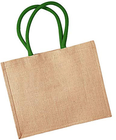 Westford Mill Jutetasche/Einkaufstasche, 21 Liter (2 Stück/Packung) (Einheitsgröße) (Natur/Grün)