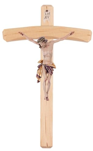 Fritz Cox Wand-Kreuz 36 cm natur mit Körper, roter Lendenschurz