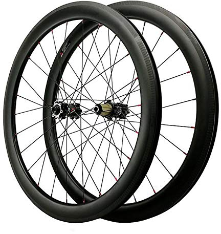 ZFF 700C Scheibenbremse Cyclocross Rennrad Laufradsatz Kohlefaser Rad Durch Die Achse Fahrrad-Rad 7/8/9/10/11/12 Fach 1700g 24Loch (Color : Black, Size : 40MM)