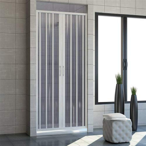 HD CASA Box Doccia a Soffietto in PVC Modello Giada, Apertura Centrale Estendibile, Cabina Doccia Angolare Salvaspazio Made in Italy 120 cm