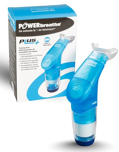 POWERBREATHE Plus I mittlerer Widerstand I Atemtrainer zur Stärkung der Atemmuskulatur I Inspirationsmuskeltrainer mit 11 Stufen I Atemtrainingsgerät für Atemübungen