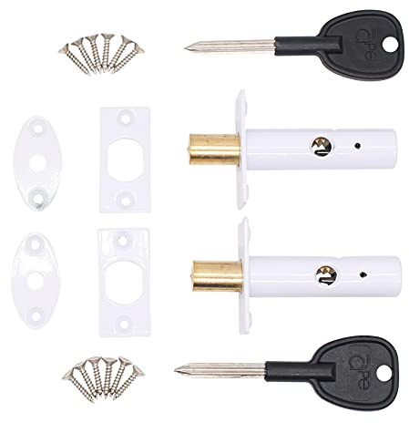 Door Mortice Rack Bolts | White | Pack of 2 + 2 Star Keys