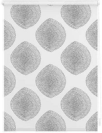 Lichtblick Klemmfix Tageslicht-Rollo mit Motiv, ohne Bohren, Blickdicht, Seitenzugrollo, Made in Germany, Julia Schumacher Stripy Boho Drop - Weiß 120 cm x 150 cm (B x L)