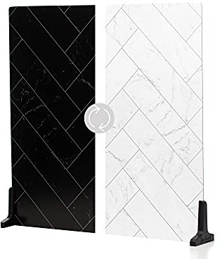 V-FLAT WORLD Duo Board Produktfotografie-Hintergrund – 2-seitiger Hintergrund für Artikel- und Lebensmittelfotografie – inklusive Beine und Matte – 61 x 61 cm, Zickzack-Marmor, Weiß/Schwarz