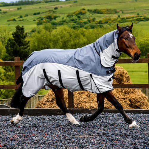 Equitack 600D Fly Rug for Horses, Grey/Silver, 6'9 | Mesh Fly Sheet, Lightweight, UV & Light Rain Protection, 2-in-1 Waterproof Summer Fly Rug